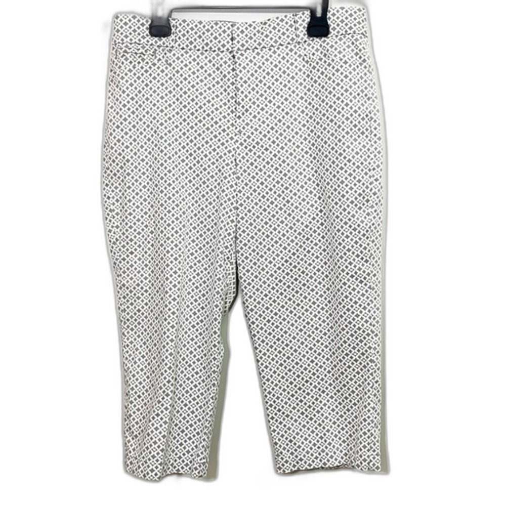 Gloria Vanderbilt Diamond Print Capri Golf Pants Gray White Size 12 - Picture 1 of 7